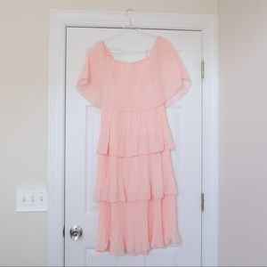 Light Pink Off-the-Shoulder Ruffled Dress